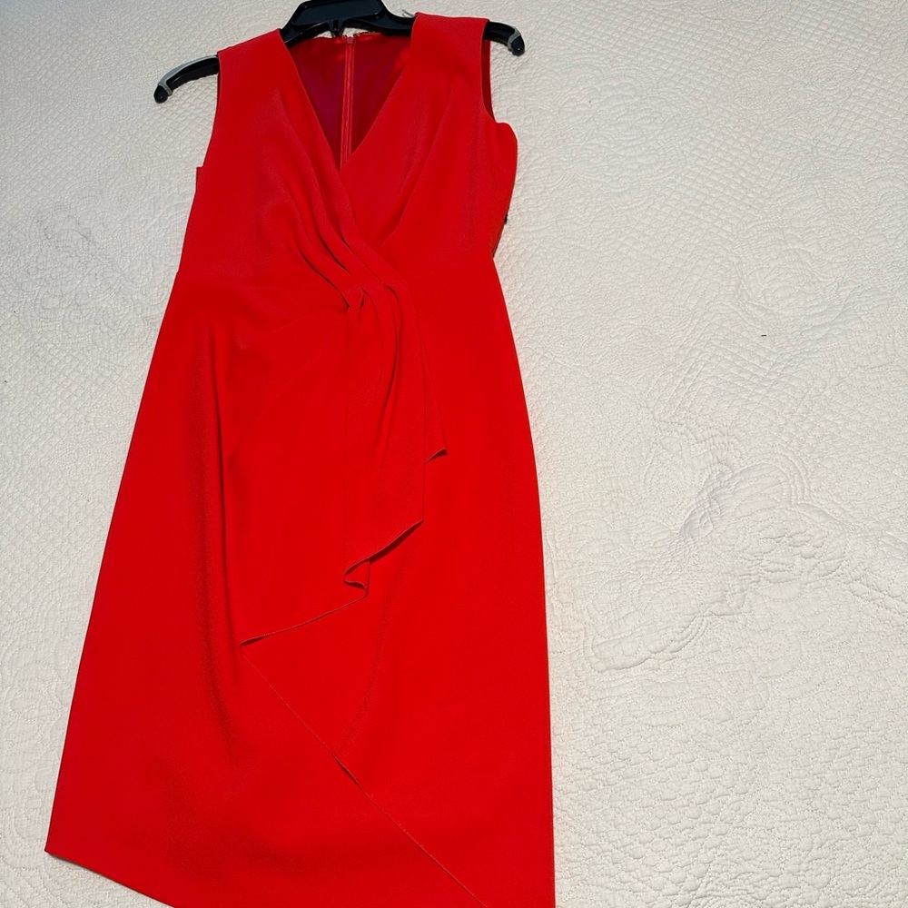 Ellie Tahari dress. Orange red dress, over the knee